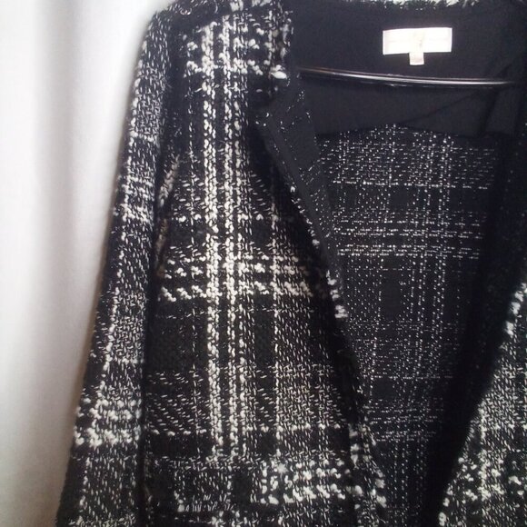 Vanessa Williams Blazer Jacket L Women Fringe Trim Metal Ring Accent Open Front - Picture 13 of 16